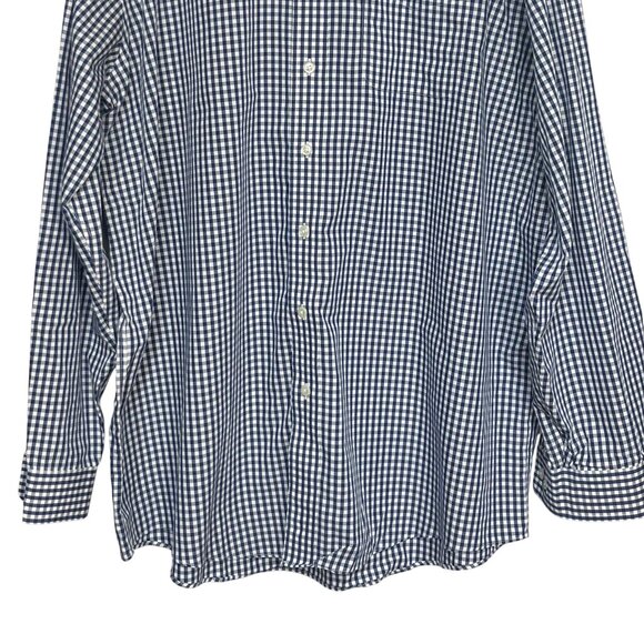 LL Bean Mens Button Down Shirt Blue White Checked Size XL Tall - Picture 4 of 9
